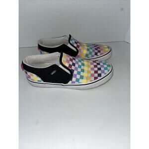 Vans Asher Rainbow Checkerboard 500714 Skate Missy Slip On Sneakers - Size 6